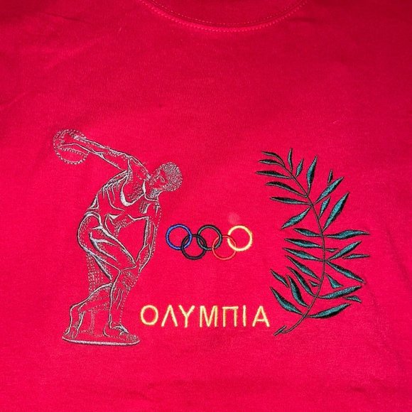 Vintage 90s Greece Olympics Embroidered Tshirt Mens XL - Picture 2 of 4